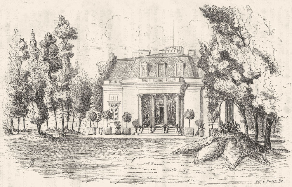 YVELINES. Pavillon Dubarry 1880 old antique vintage print picture